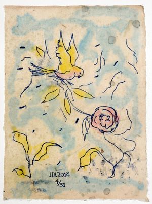 FlowerBird in the Impossible Garden Monoprint 4/31